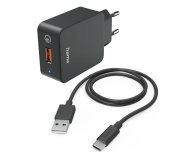 Ładowarka i akumulator Hama ŁADOWARKA SIECIOWA 19.5 W + KABEL Type-C 1,5M CZARNA